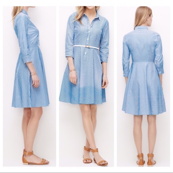Ann Taylor Striped Shirt Dress - Picture 2 of 6